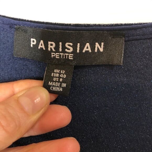 Parisian Navy Blue Velour Side Tie Wrap Dress - Picture 8 of 15